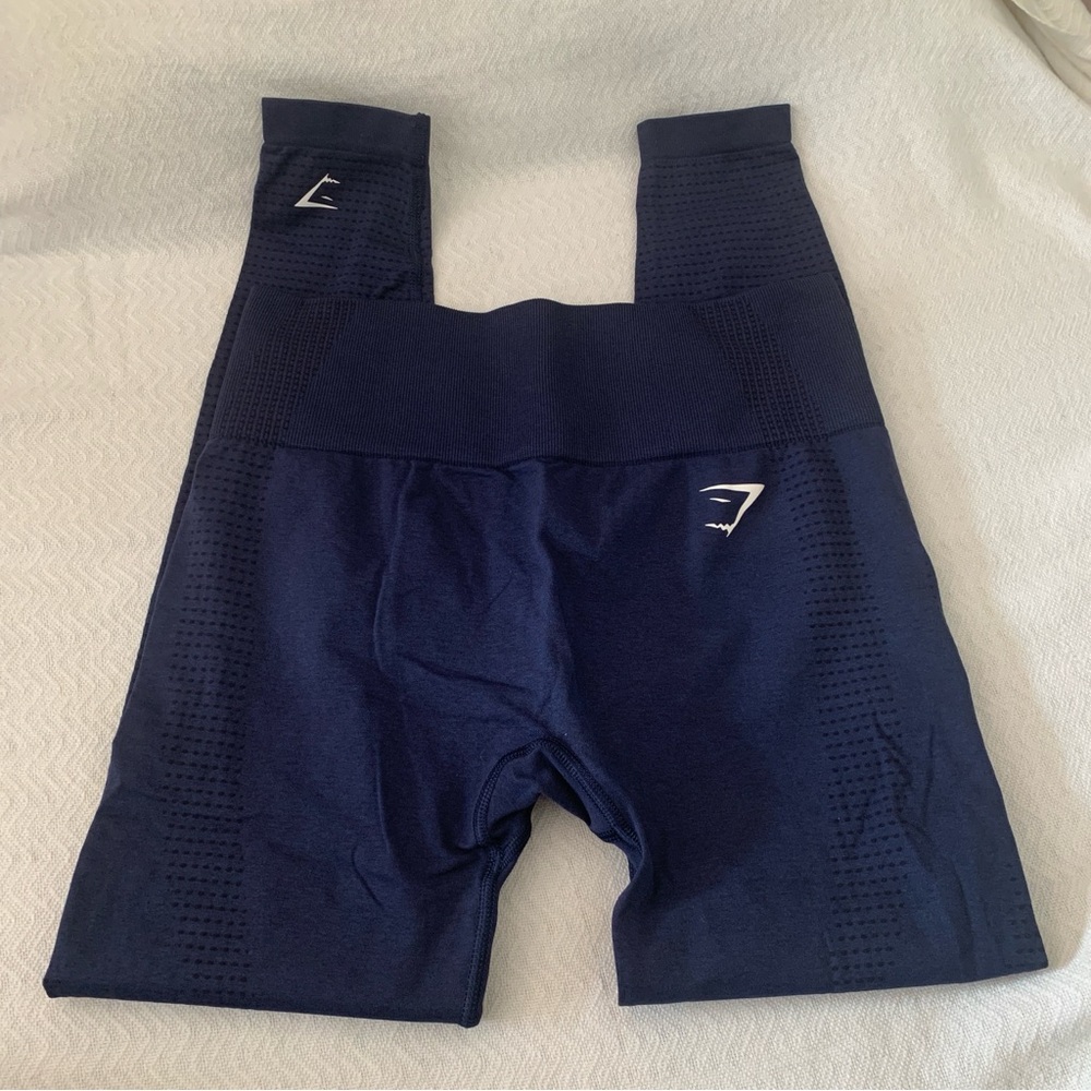 Women’s Medium GYMSHARK Heavy Blue Minimal Sports Bra Vital Seamless Legging Set - Picture 4 of 9
